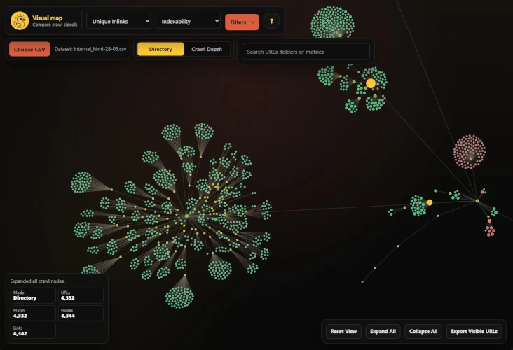 ScrubViewer interface artwork with an interactive crawl hierarchy